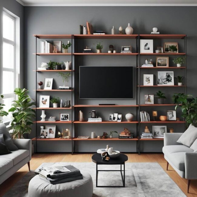 Nowoczesne abażury na półce