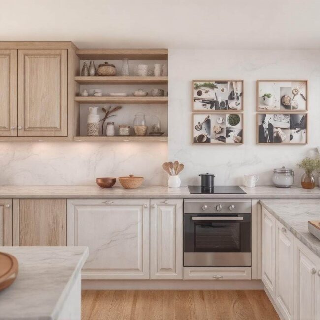 Kuchnia z wykończeniem w drewnie